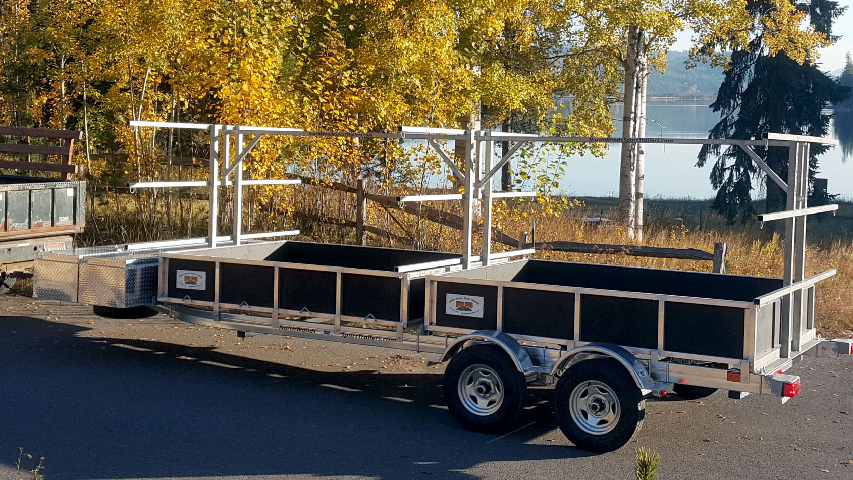 Transport, Storage & Launching: 8 - 12 Canoe / 16 -24 Kayak, SUP Trailer, Gear, Bikes by North Woods Sport Trailers - Image 4030 Transport, Storage & Launching: 8 - 12 Canoe / 16 -24 Kayak, SUP Trailer, Gear, Bikes by North Woods Sport Trailers - Image 4030