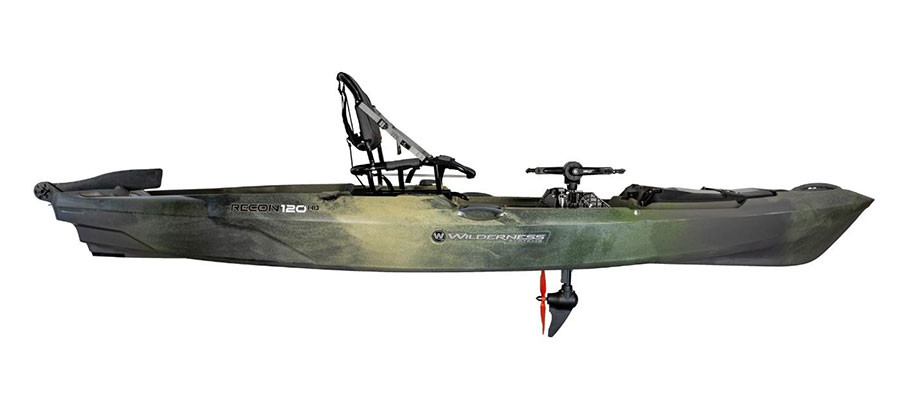 Wilderness Systems Recon 120 HD kayak in Mesa Camo, side view