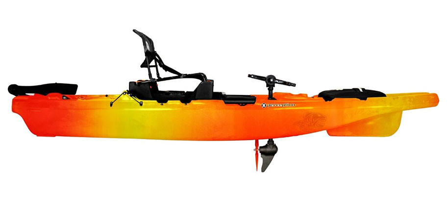 Perception Kayaks Showdown 11.5 fishing kayak in Sunset, side view Perception Kayaks Showdown 11.5 fishing kayak in Sunset, side view