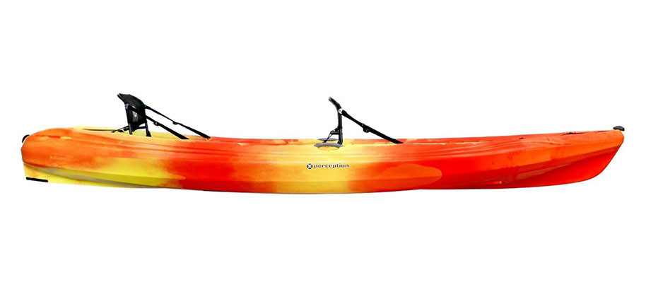 Perception Kayaks Tribe 13.5 kayak in Sunset, side view