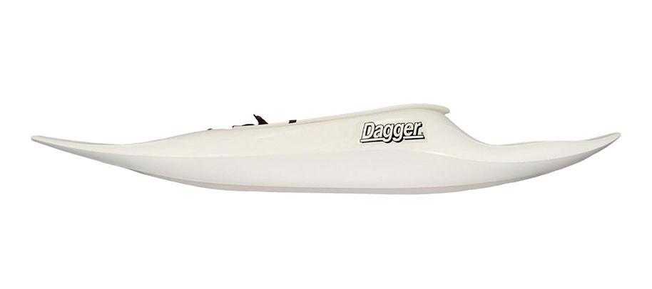 Dagger Supernova whitewater kayak in Snowy, side view
