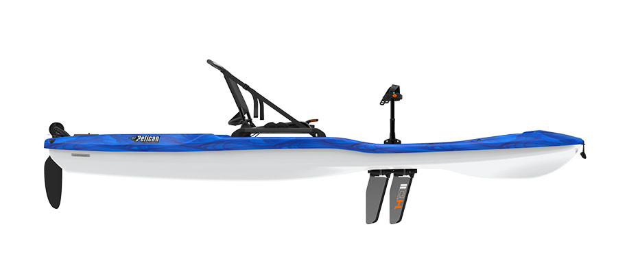 Pelican Getaway 110HDII sit on top kayak in Vapor Deep Blue-White, side view